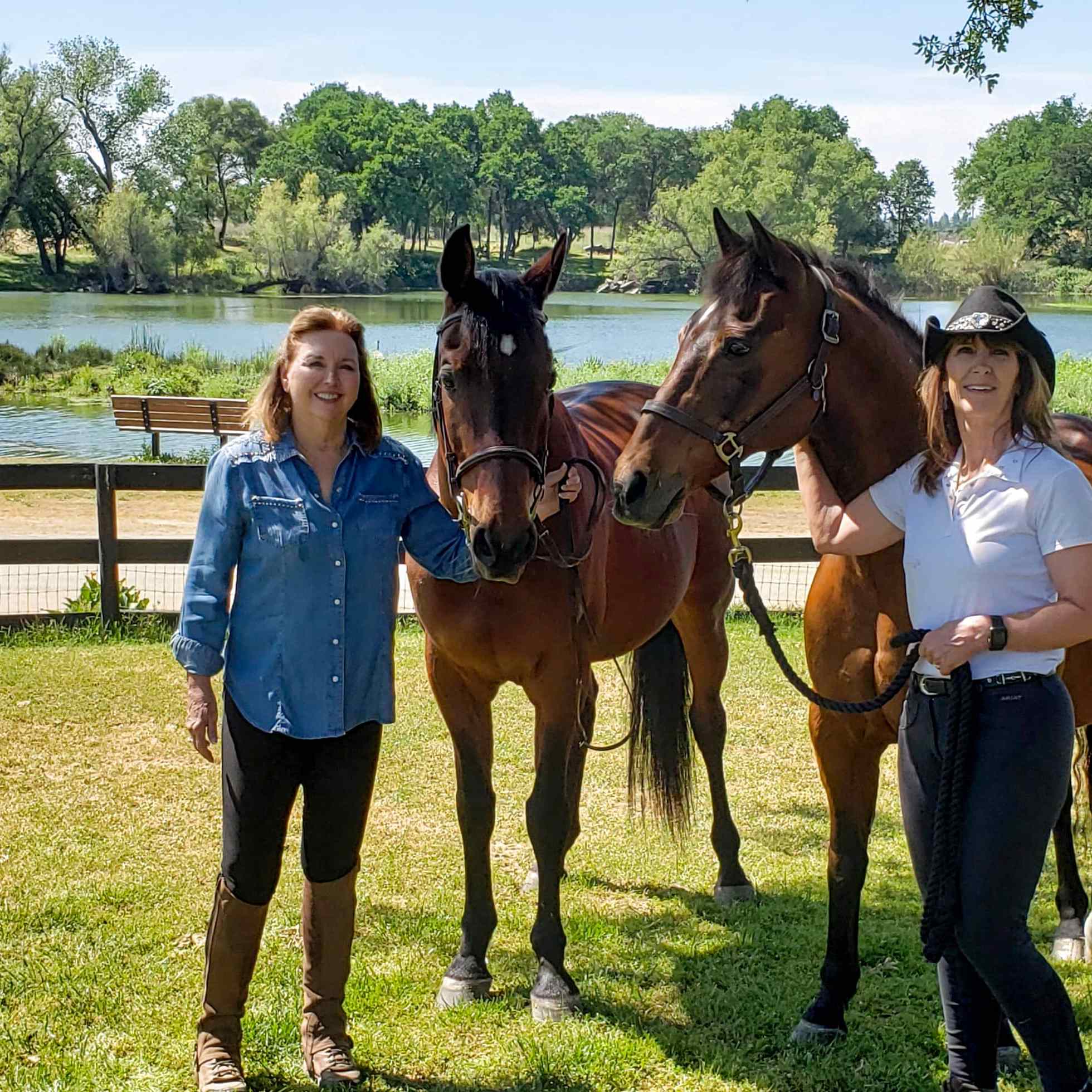 catherine, debbie at barn